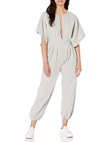 Norma Kamali Women's Rectangle Jog Jumpsuit, Heather Grey, Large