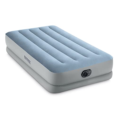 Intex 64159E Dura-Beam Plus Mid-Rise Air Mattress: Fiber-Tech - Queen Size - Built-in USB Electric Pump - 14in Bed Height - 600lb Weight Capacity