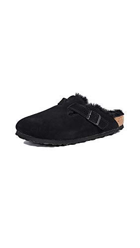 Birkenstock Boston Black Shearling Suede Clogs 42 N (US Women's 11-11.5)