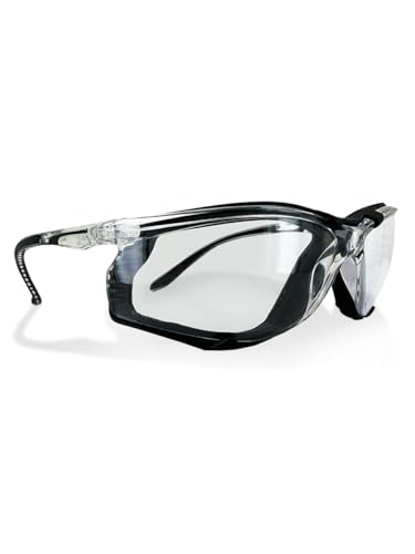 Magid Y84BKAFC Safety Glasses | Sporty Foam Lined Scratch Resistant Safety Glasses with a Clear Frame, Clear Lens & Black TPR Temples - Anti-Fog Coating, Removable EVA Foam Lining (1 Pair)