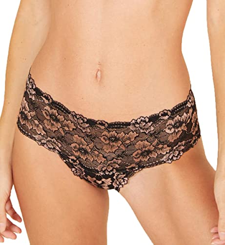 Cosabella Women's Savona Low Rise Boyshort, Black/Mandorla, Large