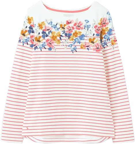 Joules Women's Harbour Print Long Sleeve Jersey Top (US, Numeric, 2, Regular, Regular, Border Stripe)