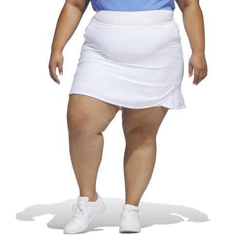 adidas Golf Women's Standard Frill Skort (Plus Size), White, 4X