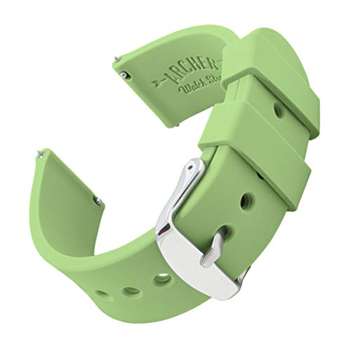 Archer Watch Straps - Silicone Quick Release Soft Rubber Replacement Watch Bands (Tea Green, 16mm)
