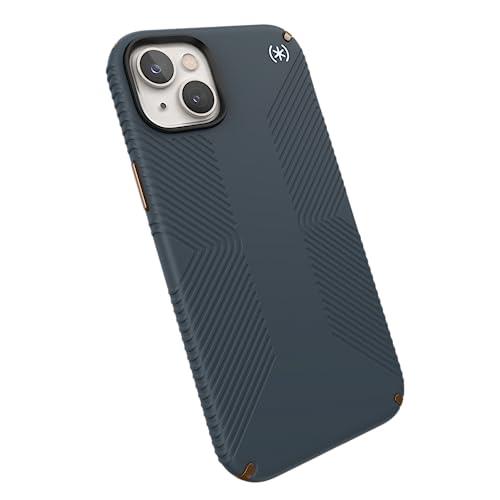 Speck iPhone 14 Plus Case - Drop Protection, Scratch Resistant, Dual Layer Slim Phone Case for 6.7 Inch iPhones 14 Plus - Built for MagSafe - Presidio2 Grip - Charcoal/Cool Bronze/White