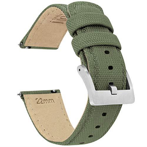 BARTON Watch Bands, Quick Release, Premium Nylon Fabric, Choose Color and Width, 18mm, 19mm, 20mm, 21mm, 22mm, 23mm & 24mm, 22mm, Nylon