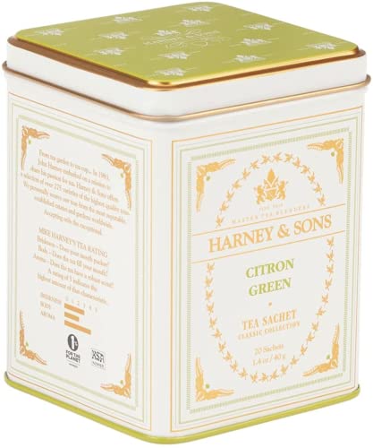 Harney & Sons Citron Green Tea, White, 20 Count (Pack of 1)
