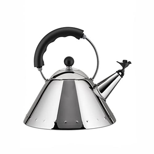 Alessi 9093 B Kettle Bird Shaped Whistle M.B, Black 2 quart