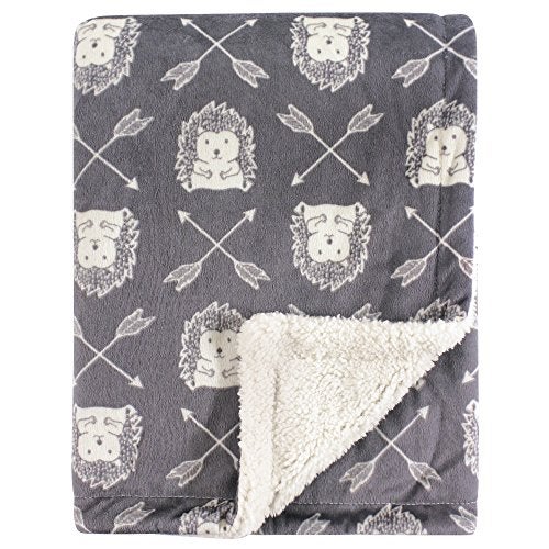 Hudson Baby Mink Blanket with Sherpa Backing, Hedgehog, One Size