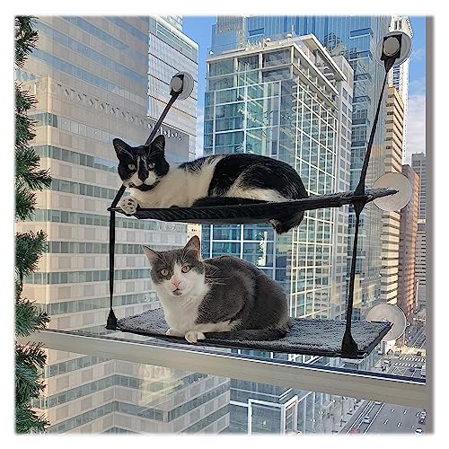 K&H Pet Products EZ Mount Window Kitty Sill, Cat Window Perch, Double Stack Gray 12 X 23 Inches