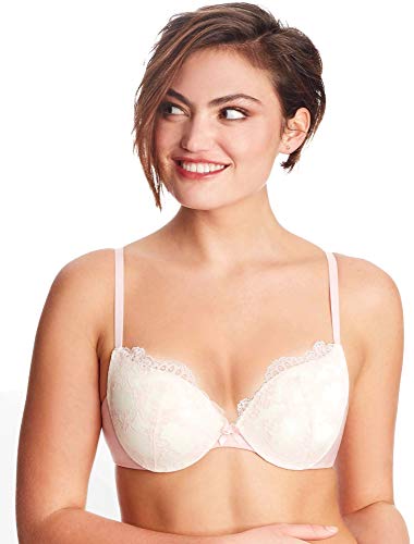 Maidenform Love The Lift Lace Plunge Push-Up & in Bra, 32A, Ivory/Peach