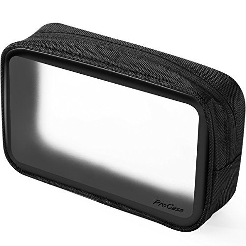 ProCase Travel Toiletry Bag Pouch, Matte Clear Travel Organizer Airport Carry-On Checkpoint Airline Compliant Storage Bag for Toiletries Liquids Creams and Cosmetics -Black