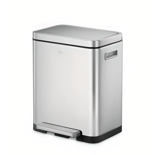 EKO 281HB-EK9368-20-MT X-Cube Stainless Steel Rectangle Step Bin with Soft Closing Lid, 20L