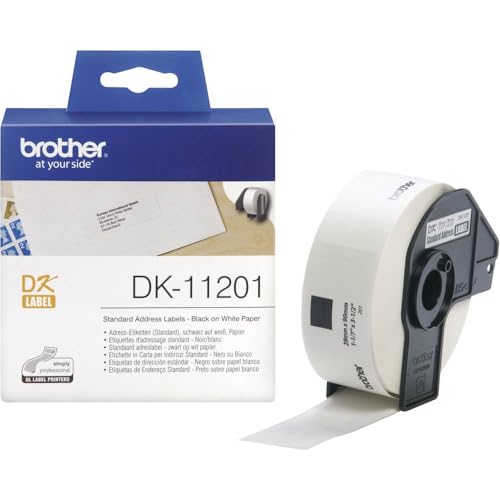 Brother DK-11201 Standard Address Labels, 29mm x 90mm, Black on White, 400 Labels in 1 Roll