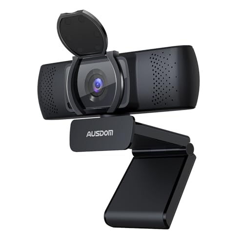 AUSDOM Webcam 1080P Full HD, AF640 Auto Focus Video Camera With Microphone For Skype YouTube Live Streaming, USB Web Cam Plug And Play, Compatible With Mac OS, Android And Window 10/8/7