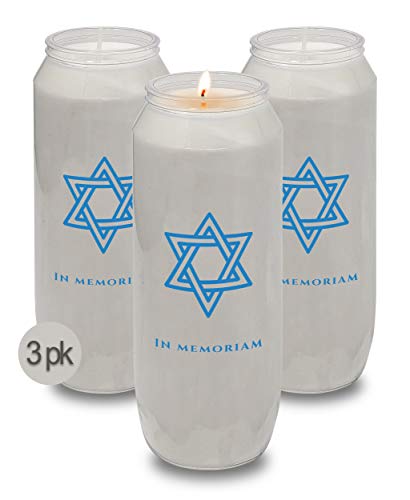 Ner Mitzvah Yahrzeit Memorial Candles - Yahrzeit Candle 9-Day Burn Time - 3 Pack