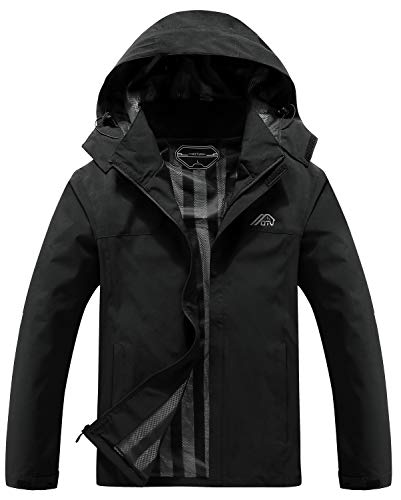Men's Lightweight Waterproof Hooded Rain Jacket Outdoor Raincoat Shell Jacket for Hiking Travel