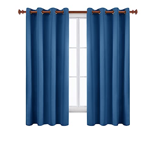 Deconovo Blackout Curtains for Bedroom, Grommet Top Thermal Insulated Room Darkening Window Treatments, Dark Blue, 52 x 72, 2 Panels