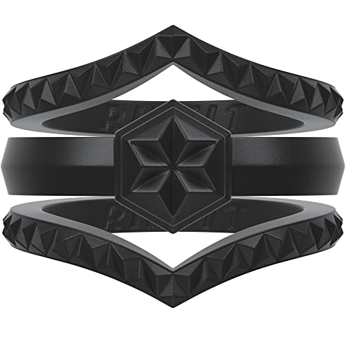 Rinfit Designed Silicone Wedding Ring for Women Set of Thin and Stackable Rings. 3 Pack. (3 black, #V13, size 5)