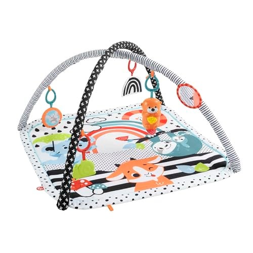 Fisher-Price 3 in 1 Music, Glow & Grow Gym, Infant Activity Play Mat for Tummy Time, Take Along, Multi