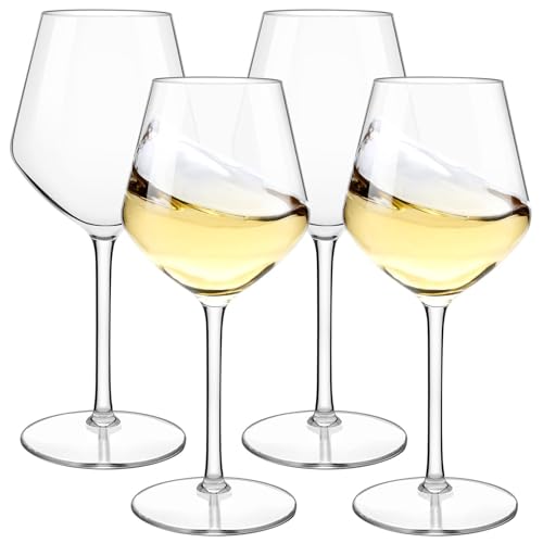 MICHLEY Mordern Large Burgundy Wine Glasses Set of 4, 18.5 oz Tritan Plastic Unbreakable Red Wine Glassware for Outdoor, Wedding, Birthday