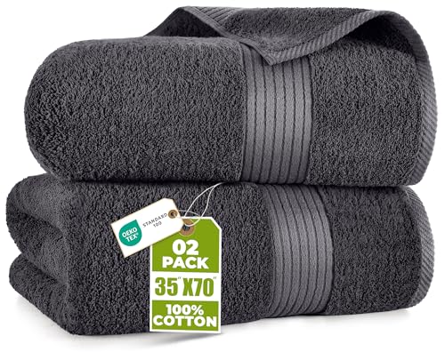 Utopia Towels - Premium Jumbo Bath Sheet 2 Pack - 100% Cotton Highly Absorbent and Quick Dry Extra Large Bath Towel - Super Soft Hotel Quality Towel (35 x 70 Inches, Grey)