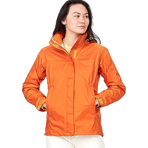 MARMOT Women's PreCip ECO Jacket | Lightweight, Waterproof Jacket for Women, Ideal for Hiking, Jogging, and Camping, 100% Recycled, Tangelo, X-Large