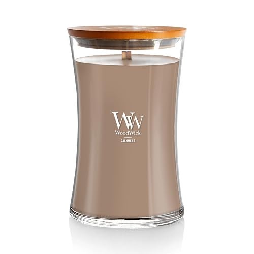 WoodWick Cashmere Scented Large Hourglass Candle, Crackles as it Burns, Great for Gifting, 21oz