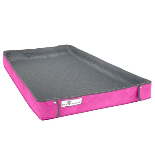 Paw Inspired Critter Box Washable Cage Liner, Reversible Fleece Bedding with Raised Sides for Guinea Pigs and Other Small Animals (Midwest, Gray/Pink)