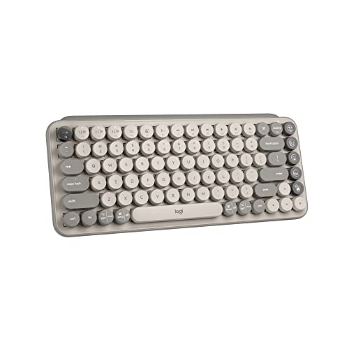 Logitech POP Keys Mechanical Wireless Keyboard with Customisable Emoji Keys (Mist Sand)