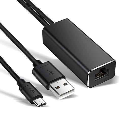 Aokicase Ethernet LAN Adapter for Amazon Fire Stick, All New Fire TV 3 and Chromecast 1, 2 and Ultra(Black)