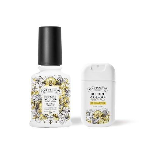 Poo-Pourri Before-you-Go Toilet Spray Bundle, Original Citrus 2 Fl Oz and Original Citrus 1 Fl Oz Pocket Travel Size - Lemon, Bergamot and Lemongrass