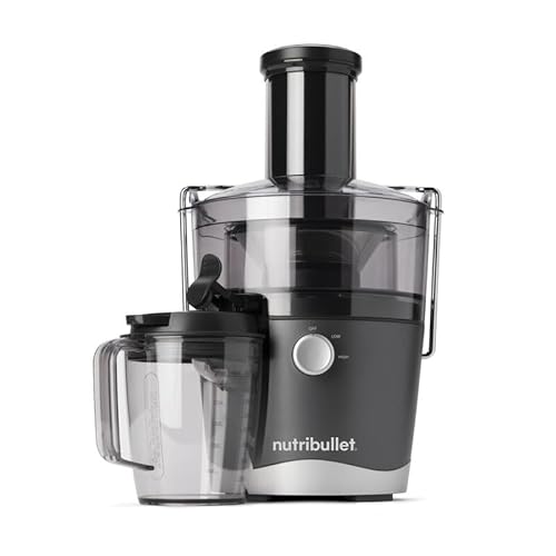 NutriBullet NBJ100G - Juicer, 800W, Stainless Steel Sieve, includes 1x Cleaning Brush, 1x 1.5L Pulp Tray and 1x 800ml Juice Jug, Dark Grey colour