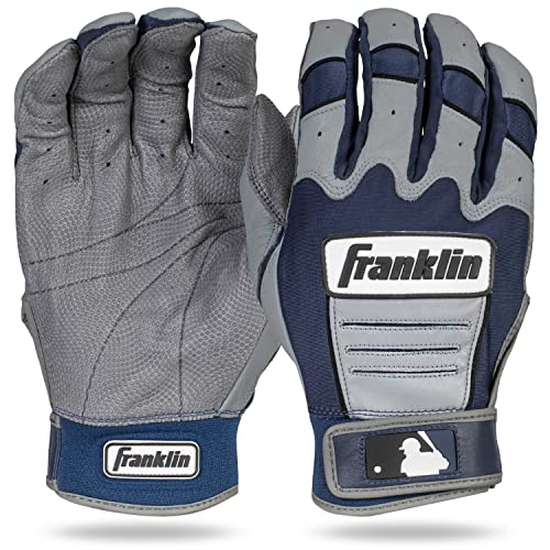 Franklin Sports MLB CFX Pro Baseball Batting Gloves - Gray/Navy - Adult X-Large