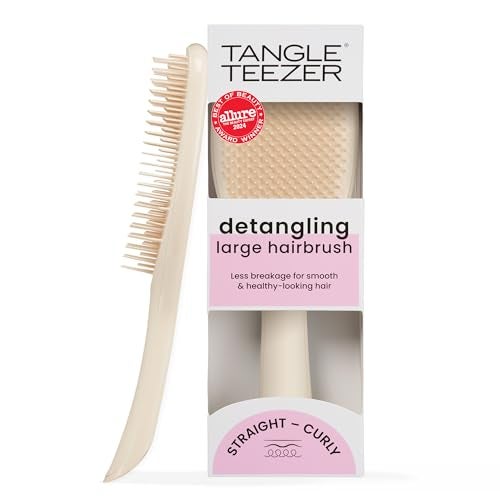 Tangle Teezer | The Large Ultimate Detangler Hairbrush for Wet & Dry Hair | Long, Thick, Curly, Textured Hair | Eliminates Knots & Reduces Breakage | Vanilla