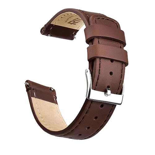 Ritche Christmas Gift Silicone Watch Bands 18mm 20mm 22mm 24mm Quick Release Rubber Watch Bands for Men, White Elephant Gifts, Stocking Stuffers For Men, Darkbrown / Silver, 20MM, Classic
