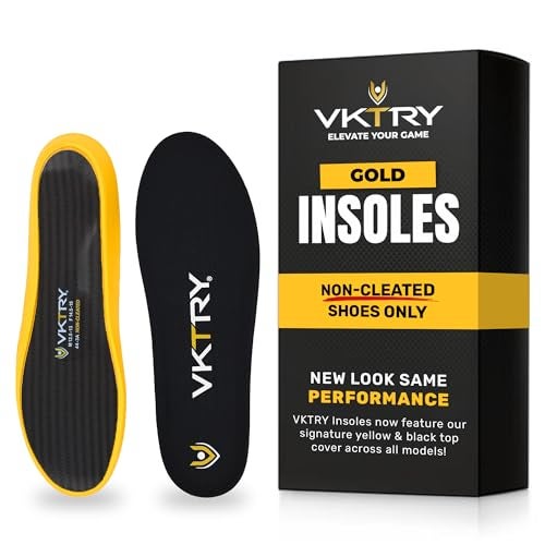 VKTRY Gold - Custom-fit Carbon Fiber High-Performance Shoe Insoles for Cleat-less Basketball, Volleyball, Racket Sports, Running and More, Protection Against