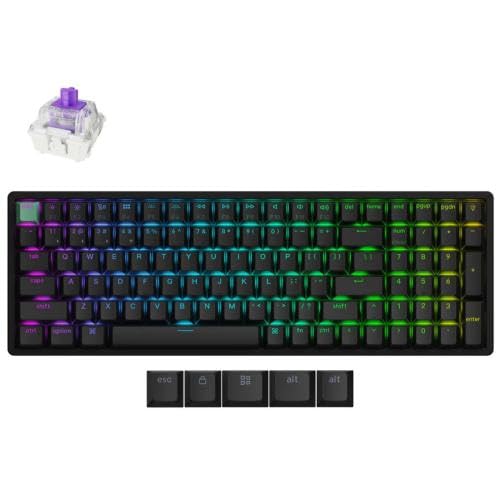 Keychron KYCN-K4H-J1 K4 HE 96% Standard Edition 104 Key Fully Assembled RGB Hot-Swappable Hall Effect Wireless Keyboard, Black