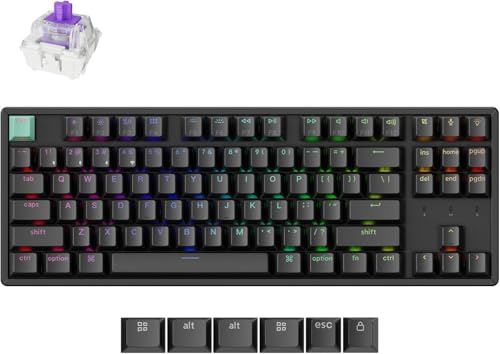 Keychron KYCN-K8H-J1 K8 HE 80% Standard Edition TKL 87 Key Fully Assembled RGB Hot-Swappable Hall Effect Wireless Keyboard, Black