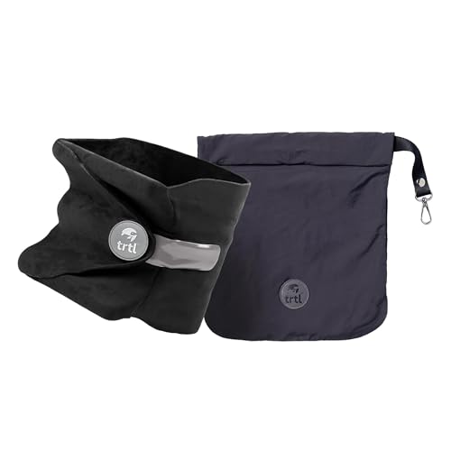 Trtl Pillow - Scientifically Proven Super Soft Neck Support Travel Pillow - Machine Washable Black