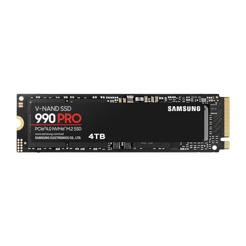 Samsung 990 PRO 4TB PCIe Gen 4.0 x4 (Maximum Transfer Rate 7,450MB/s) NVMe M.2 (2280) Internal SSD MZ-V9P4T0B-IT/EC