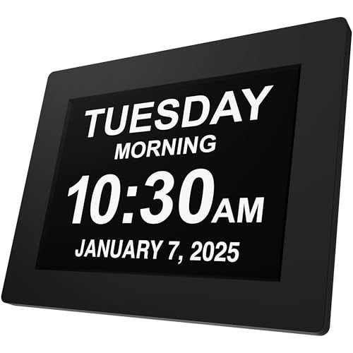 American Lifetime Newest Version Day Clock Extra Large Impaired Vision Digital Clock with Battery Backup and 5 Alarm Options