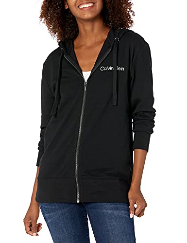 Calvin Klein Women's Structure Lounge Full Zip Hoodie, Black, X-Small