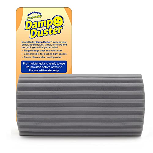 Scrub Daddy Damp Duster, Magical Dust Cleaning Sponge, Dusters for Cleaning, Venetian & Wooden Blinds Cleaner, Vents, Radiator, Skirting Boards, Mirrors, Dust Brush Tools, Home Gadgets, Grey