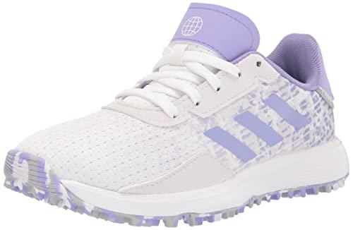 adidas Junior S2G Spikeless Golf Shoes, Footwear White/Almost Lime/Light Purple, 5.5 US Unisex Big Kid