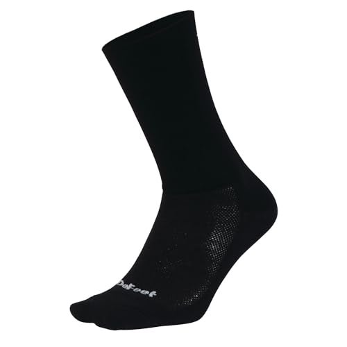 DEFEET Aireator 6" D-Logo Black Sock, Cycling, Running, Everyday, Black, Medium