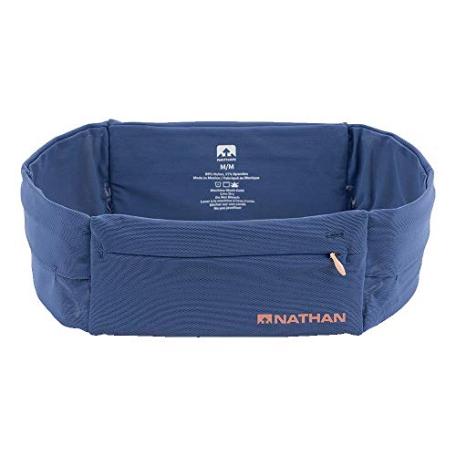 Nathan Running Belt – The Zipster Lite – Waist Pack with 2 Zippers. Bounce Free Pouch/Lightweight/Runners Fanny Pack. Fits All iPhones, Android, Samsung. for Men and Women. (Navy, L)