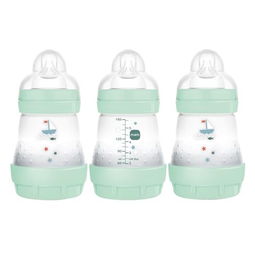 MAM Baby Bottles for Breastfed Babies, MAM Bottles Anti Colic, Boy, 5 Ounces, 3-Count