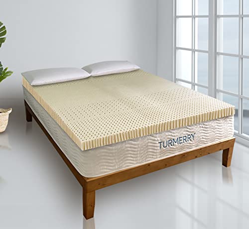 7 Zone Green Natural Organic Latex Mattress Topper Queen Size - 3 inch - Medium Firmness - GOLS Certified Latex Foam Bed Pad for Side Sleepers Zonal Support Durable and Breathable