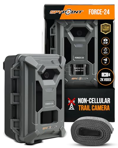 SPYPOINT FORCE-24 Non-Cellular Trail Camera, 2K Video, 24MP Photos, Low-Glow LEDs, Night Vision Game Camera, 70ft Motion Detection, Affordable Trail Cam, Must-Have Hunting Equipment